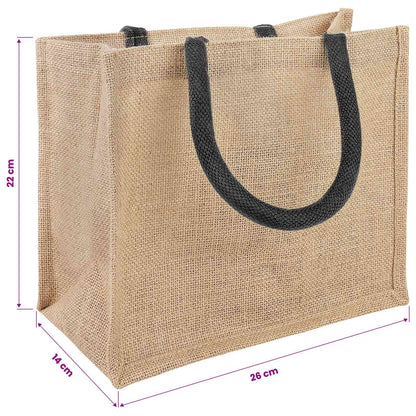 Jute Handbags 5 Natural and Black 26 x 22 x 14 cm