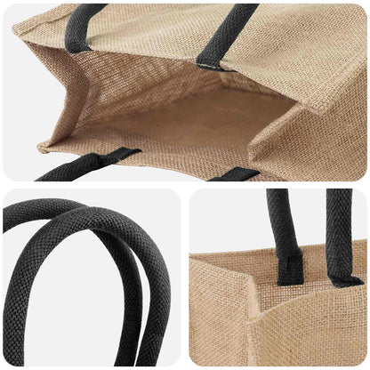 Jute Handbags 10 Natural and Black 26 x 22 x 14 cm