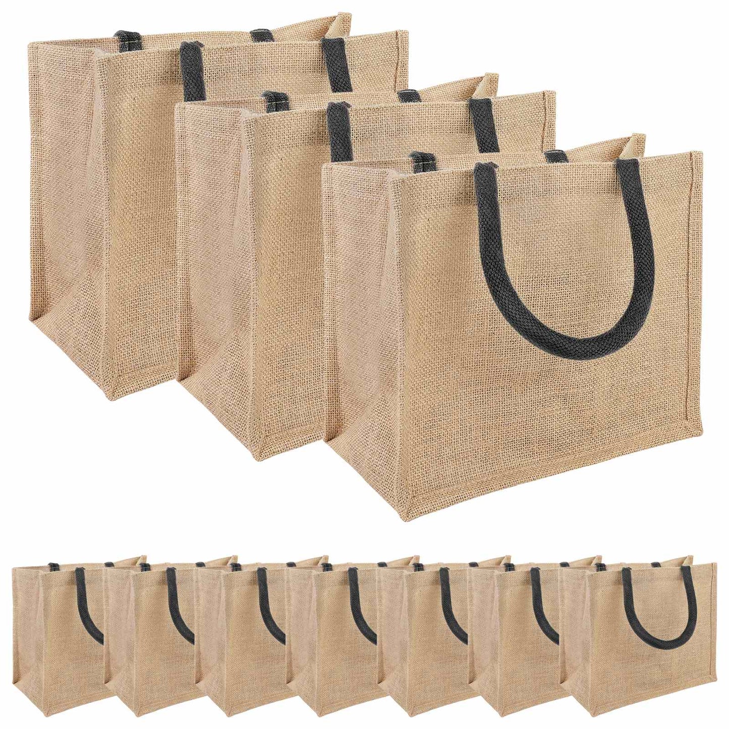 Jute Handbags 10 Natural and Black 26 x 22 x 14 cm