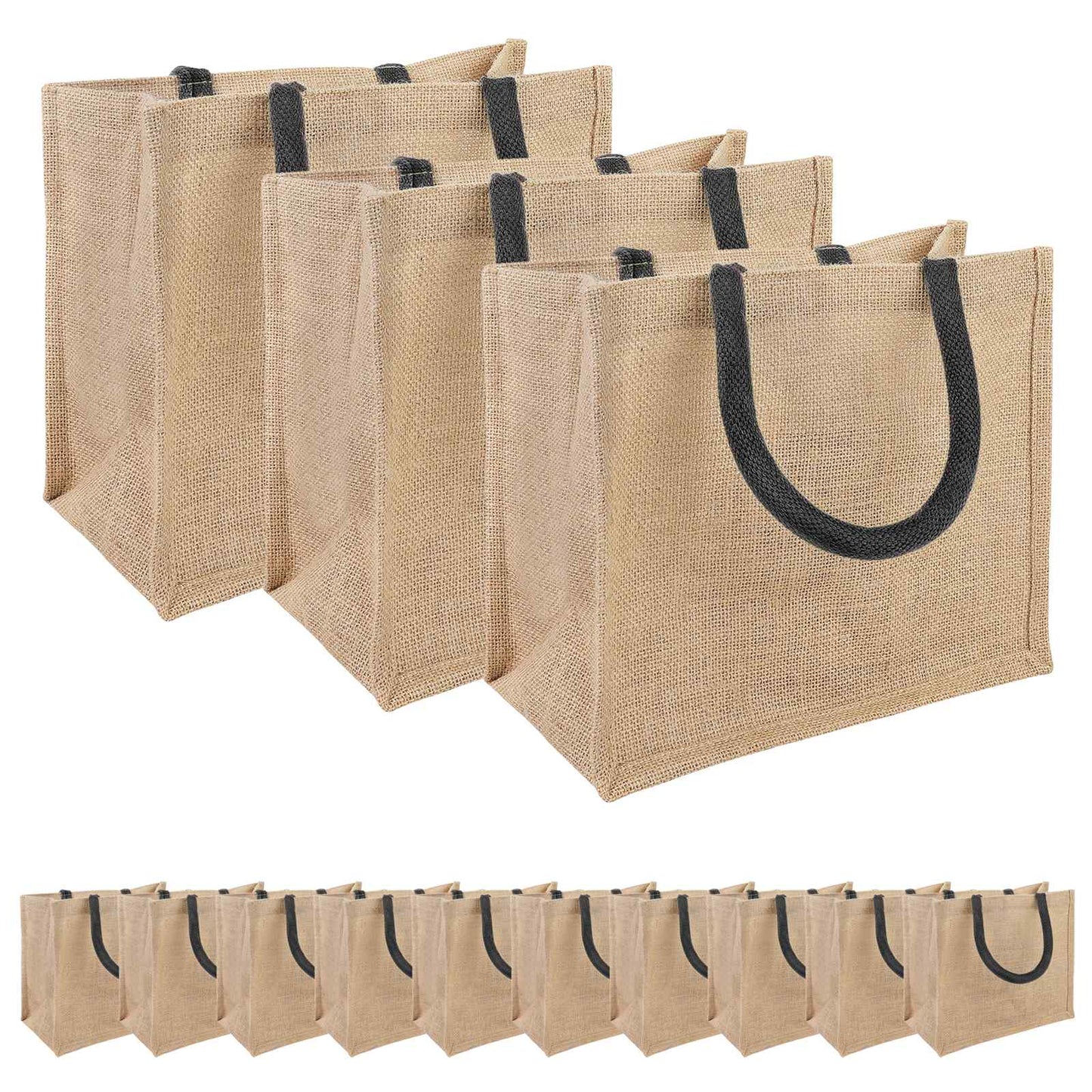 Jute Handbags 50 Natural and Black 26 x 22 x 14 cm