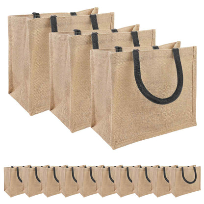Jute Handbags 50 Natural and Black 26 x 22 x 14 cm
