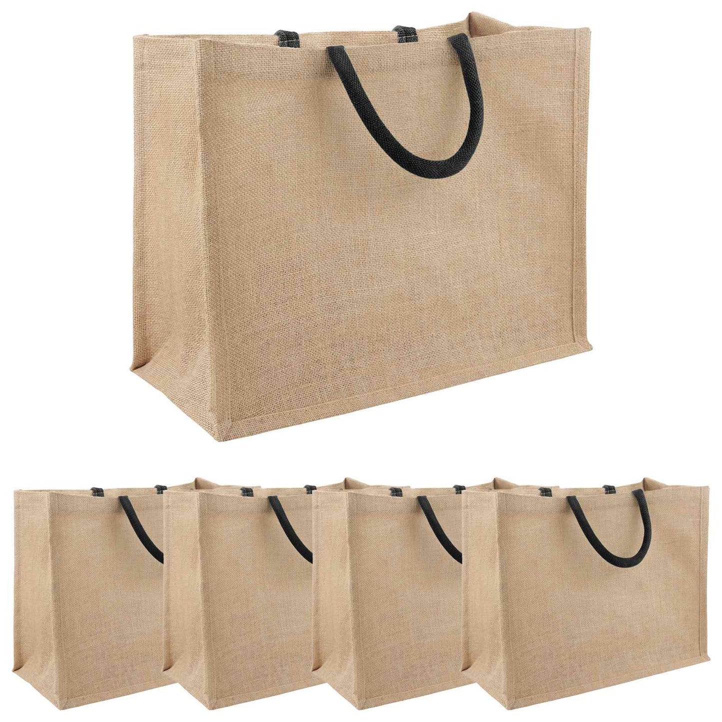 Jute Handbags 5 Natural and Black 42 x 33 x 19 cm