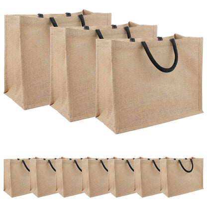 Jute Handbags 10 Natural and Black 42 x 33 x 19 cm