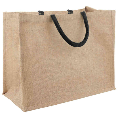 Jute Handbags 10 Natural and Black 42 x 33 x 19 cm
