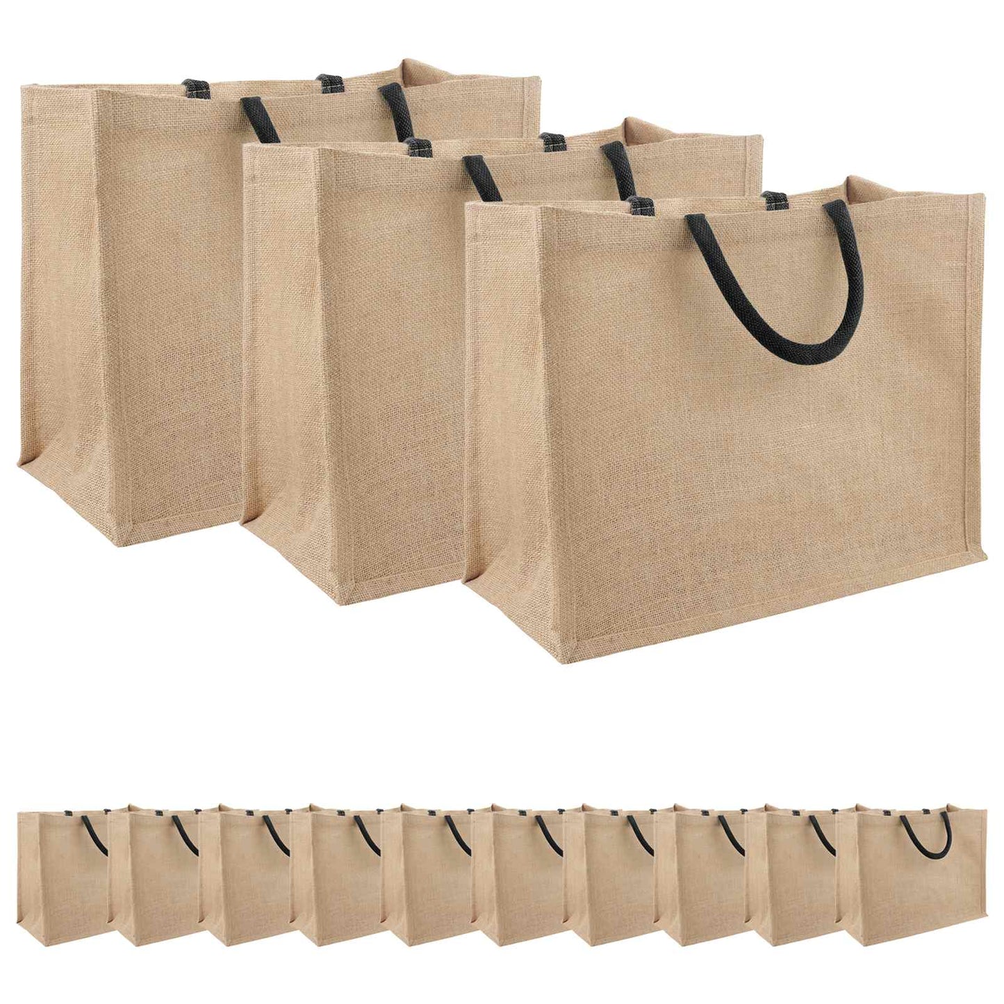 Jute Handbags 50 Natural and Black 42 x 33 x 19 cm