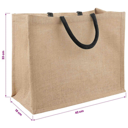 Jute Handbags 50 Natural and Black 42 x 33 x 19 cm