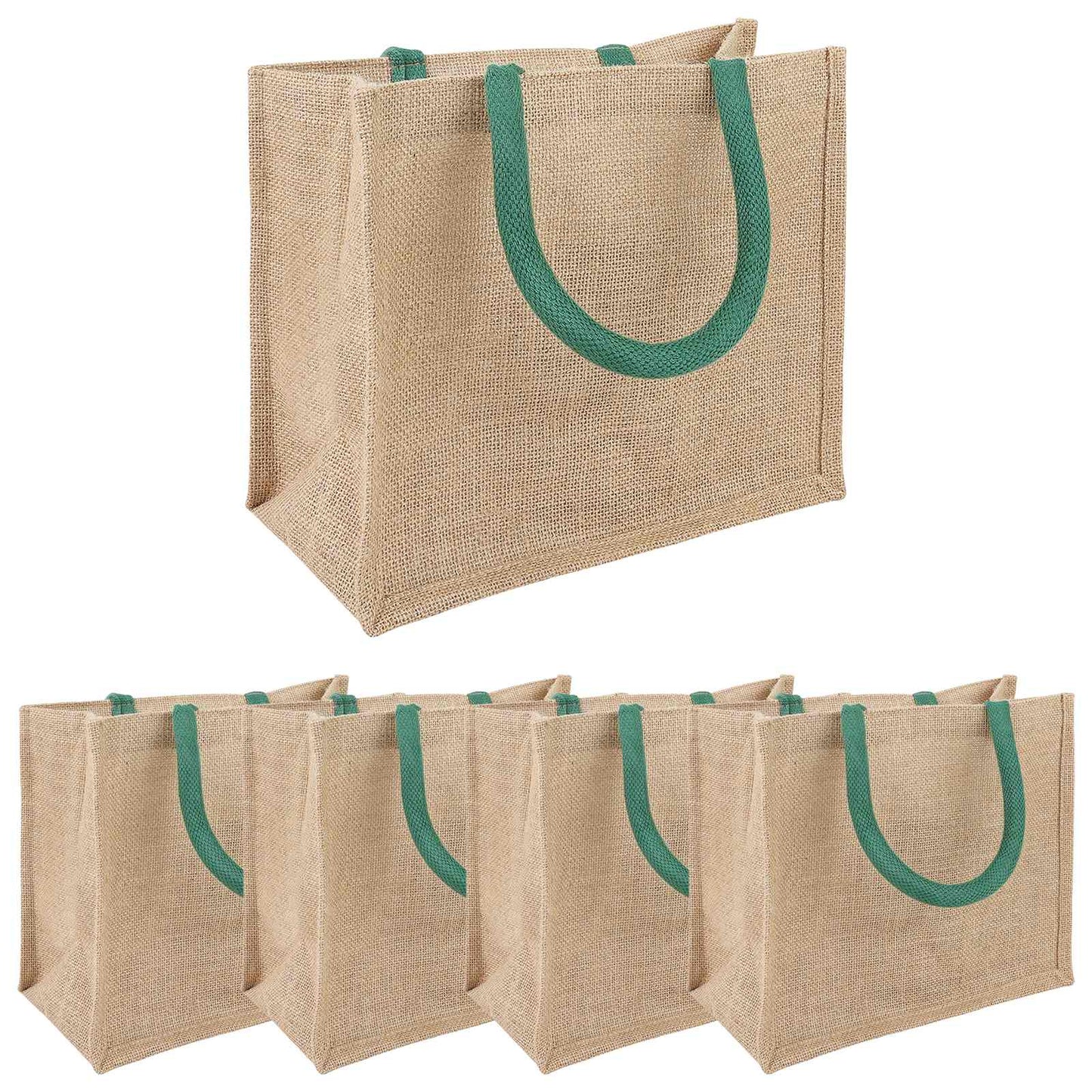 Jute Handbags 5 Natural and Green 26 x 22 x 14 cm