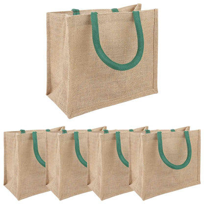 Jute Handbags 5 Natural and Green 26 x 22 x 14 cm