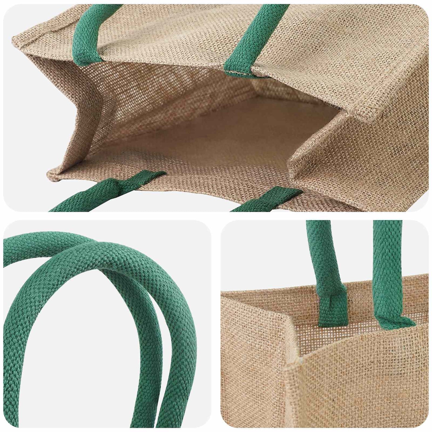 Jute Handbags 10 Natural and Green 26 x 22 x 14 cm