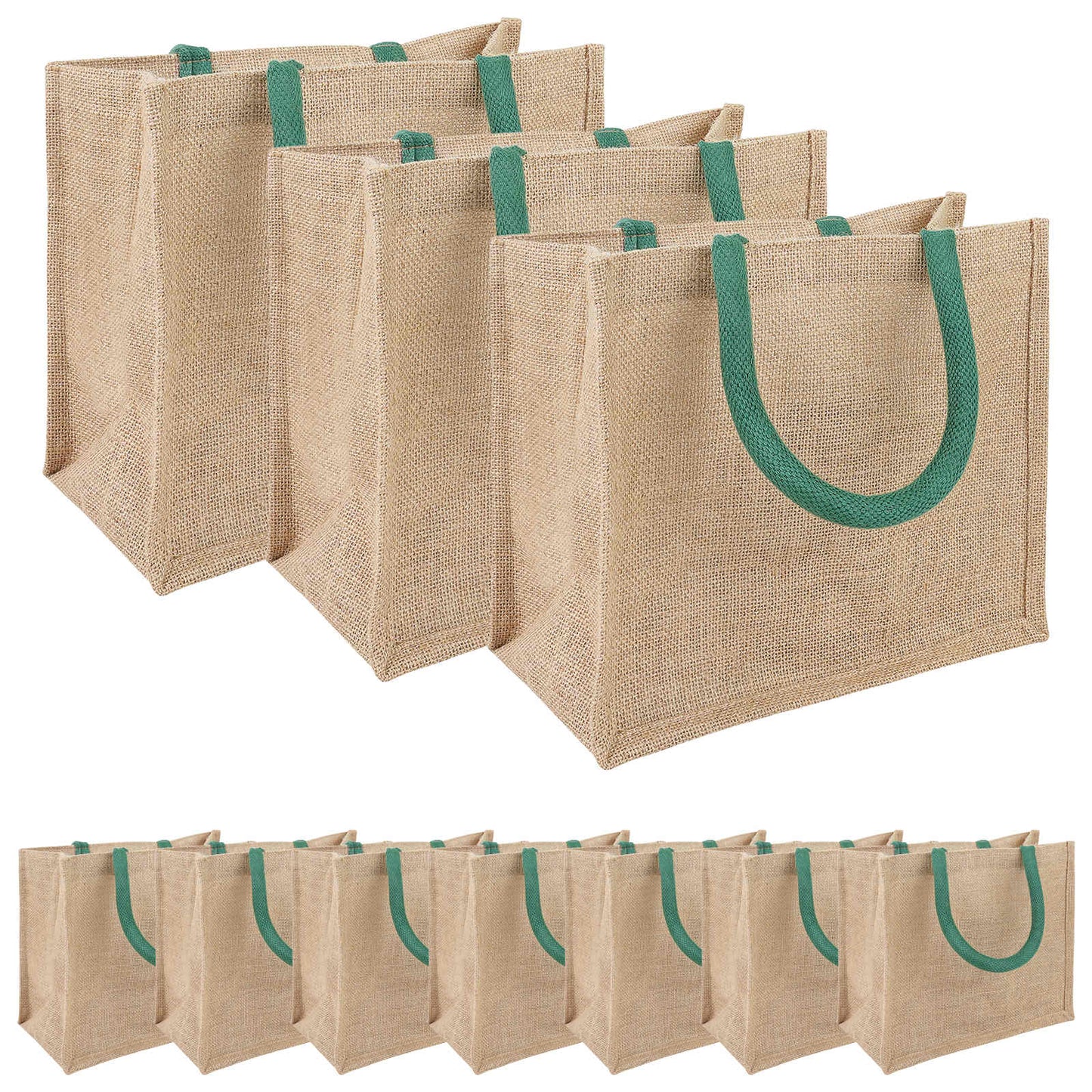 Jute Handbags 10 Natural and Green 26 x 22 x 14 cm