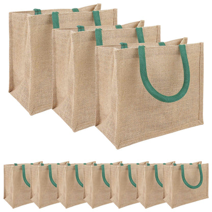 Jute Handbags 10 Natural and Green 26 x 22 x 14 cm