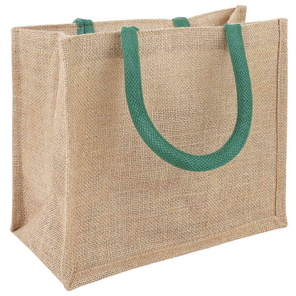 Jute Handbags 10 Natural and Green 26 x 22 x 14 cm