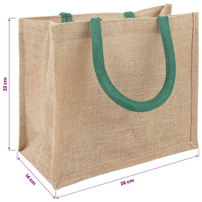 Jute Handbags 10 Natural and Green 26 x 22 x 14 cm