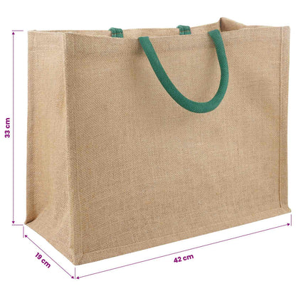 Jute Handbags 5 Natural and Green 42 x 33 x 19 cm