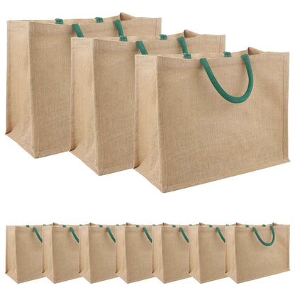 Jute Handbags 10 Natural and Green 42 x 33 x 19 cm
