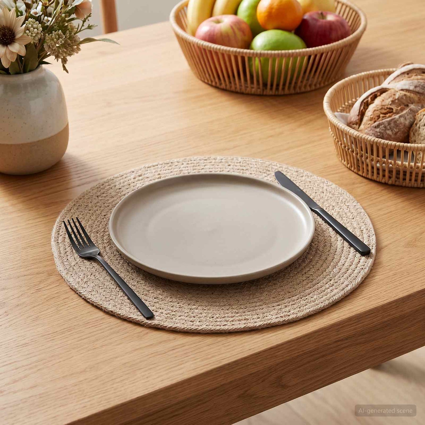 Jute Placemets 12 pcs Natural Ø 30 cm 100% Tossa Jute