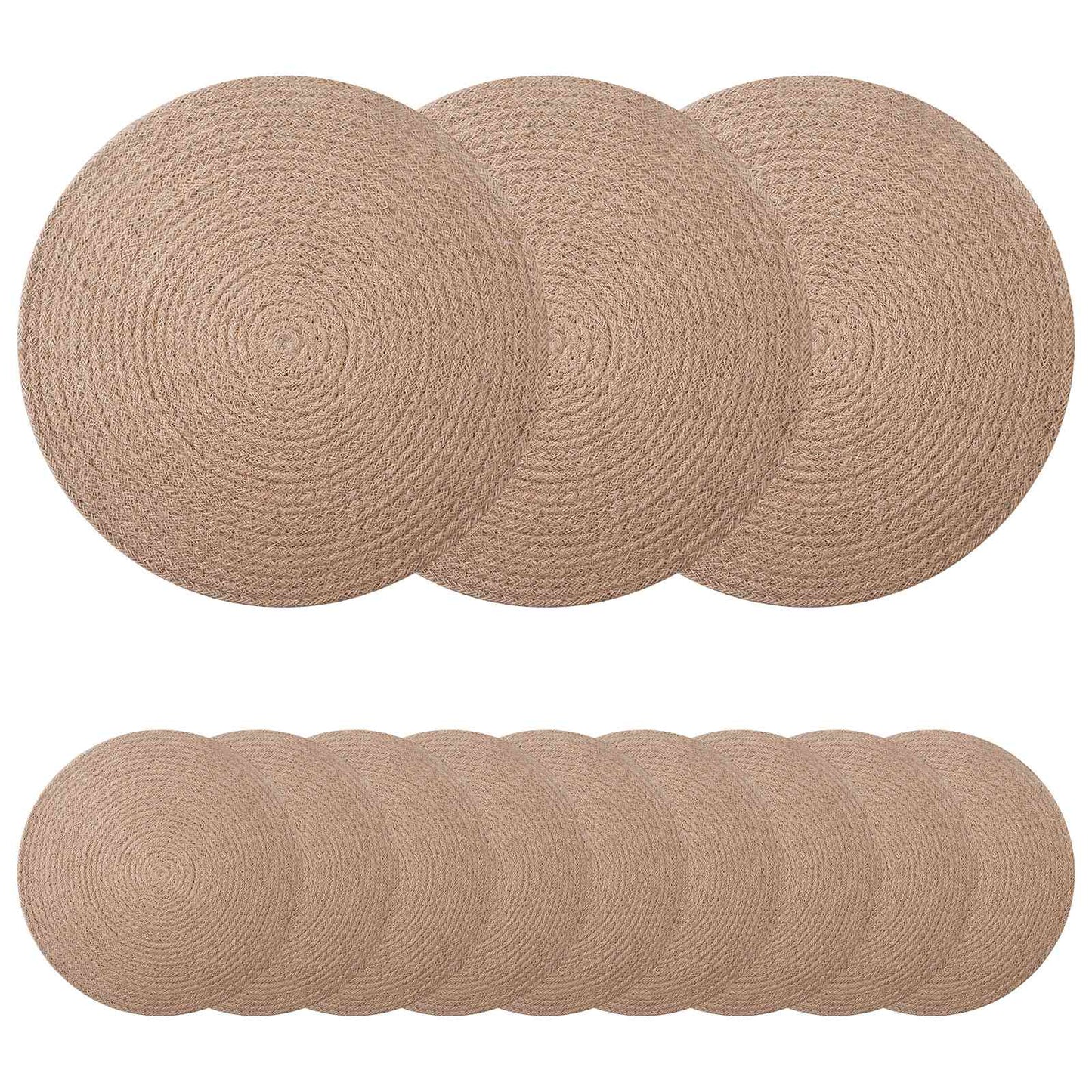 Jute Placemets 12 pcs Natural Ø 30 cm 100% Tossa Jute