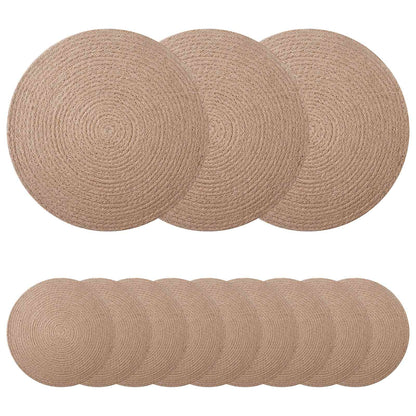 Jute Placemets 12 pcs Natural Ø 30 cm 100% Tossa Jute