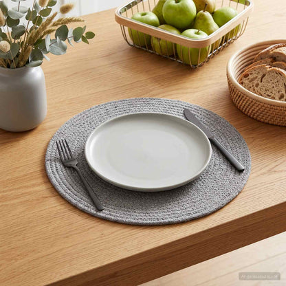 Jute Placemets 6 pcs Grey 100% Tossa Jute