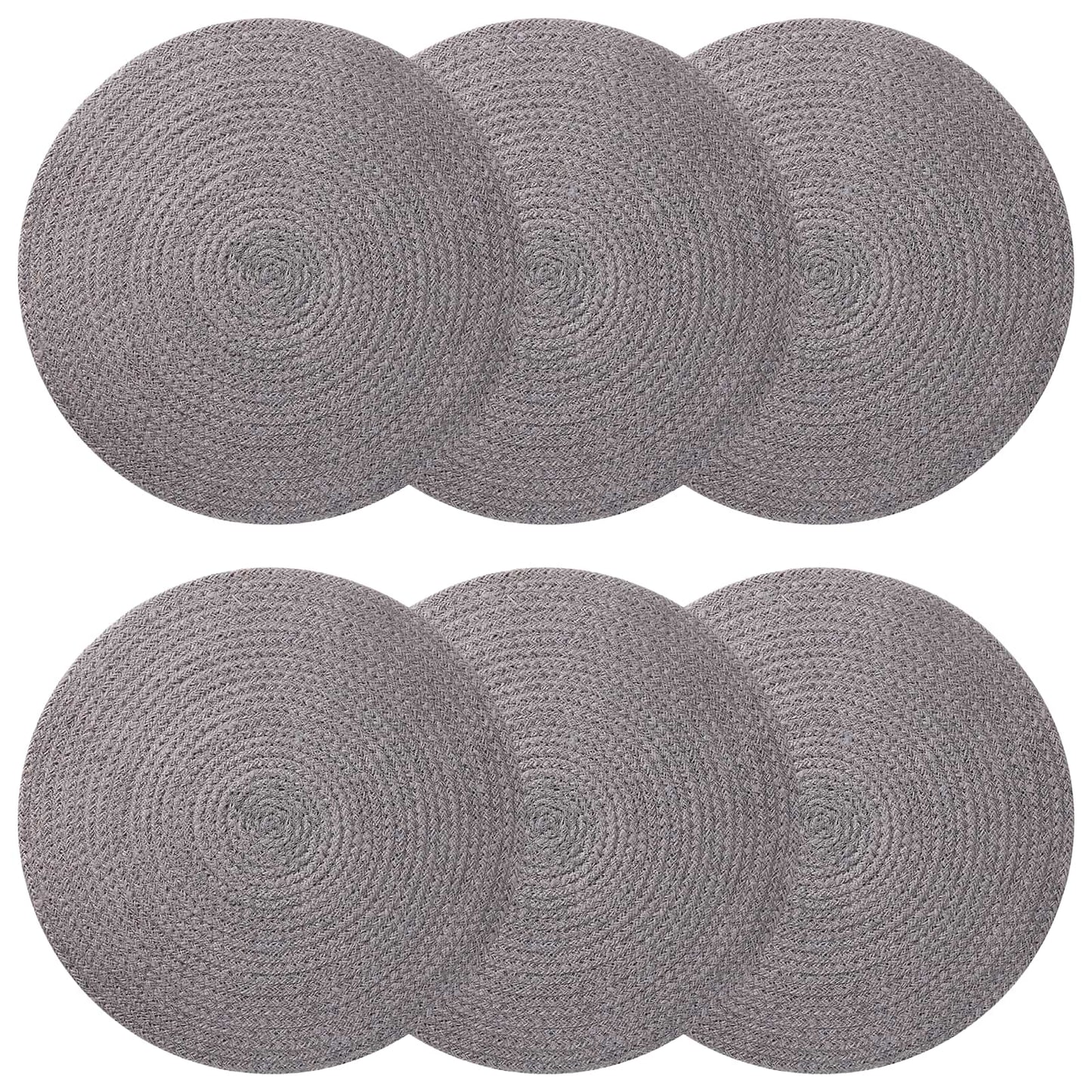 Jute Placemets 6 pcs Grey Ø 30 cm 100% Tossa Jute