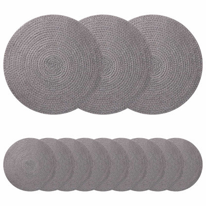 Jute Placemets 12 pcs Grey Ø 30 cm 100% Tossa Jute