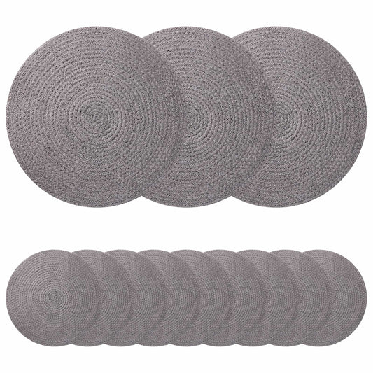 Jute Placemets 12 pcs Grey 100% Tossa Jute
