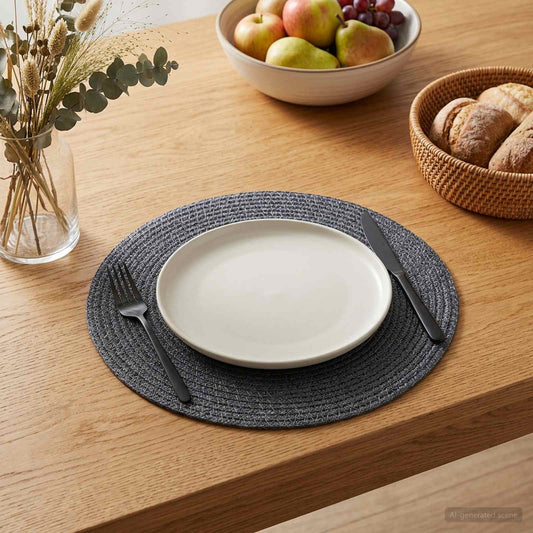 Jute Placemets 6 pcs Dark grey 100% Tossa Jute