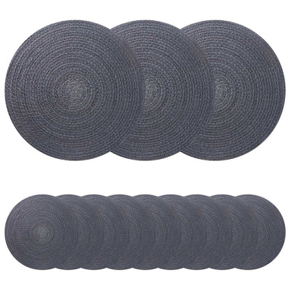 Jute Placemets 12 pcs Dark grey Ø 30 cm 100% Tossa Jute