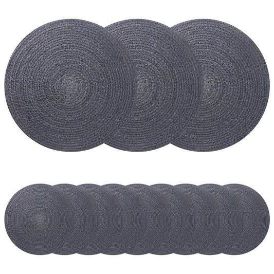 Jute Placemets 12 pcs Dark grey 100% Tossa Jute