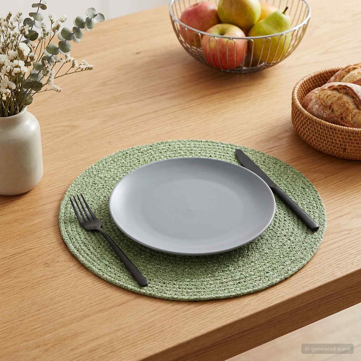 Jute Placemets 4 pcs Olive green 100% Tossa Jute