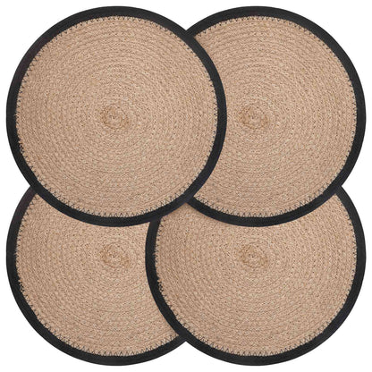 Jute Placemets 4 pcs Natural and Black Ø 30 cm 100% Tossa Jute