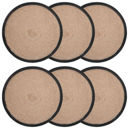 Jute Placemets 6 pcs Natural and Black Ø 30 cm 100% Tossa Jute