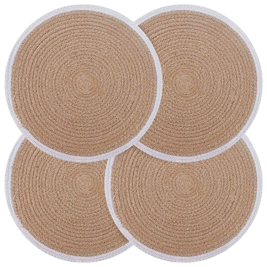 Jute Placemets 4 pcs Natural and White 100% Tossa Jute