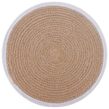 Jute Placemets 6 pcs Natural and White Ø 30 cm 100% Tossa Jute