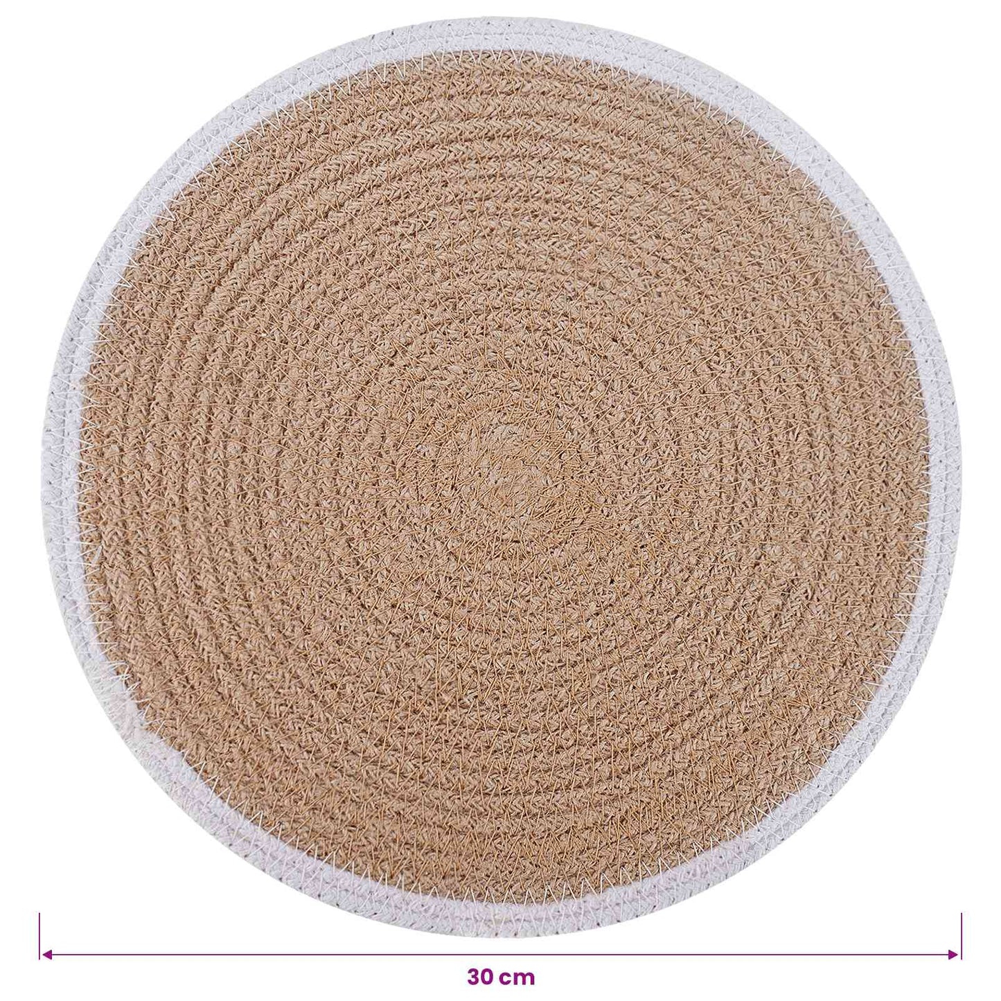 Jute Placemets 6 pcs Natural and White Ø 30 cm 100% Tossa Jute
