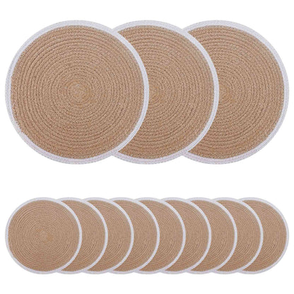Jute Placemets 12 pcs Natural and White Ø 30 cm 100% Tossa Jute
