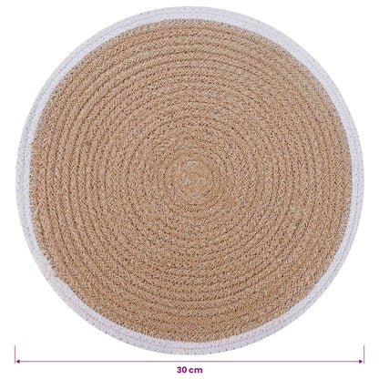 Jute Placemets 12 pcs Natural and White Ø 30 cm 100% Tossa Jute