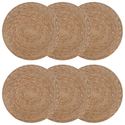 Seagrass Placemets 6 pcs Natural Ø 30 cm 100% Seagrass