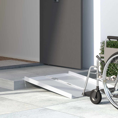 Wheelchair Ramp Folding Silver 92 x 73 x 5 cm Aluminium