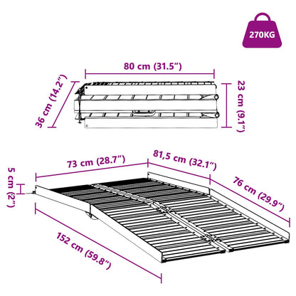 Ramp for Wheelchair 270 kg Silver 270 kg Aluminium