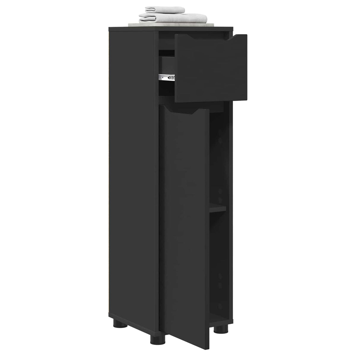 Bathroom Cabinet Black 30.5 x 30 x 101 cm Engineered Wood