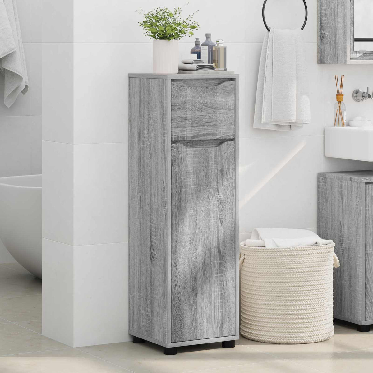 Bathroom Cabinet Grey Sonoma 30.5 x 30 x 101 cm Engineered Wood