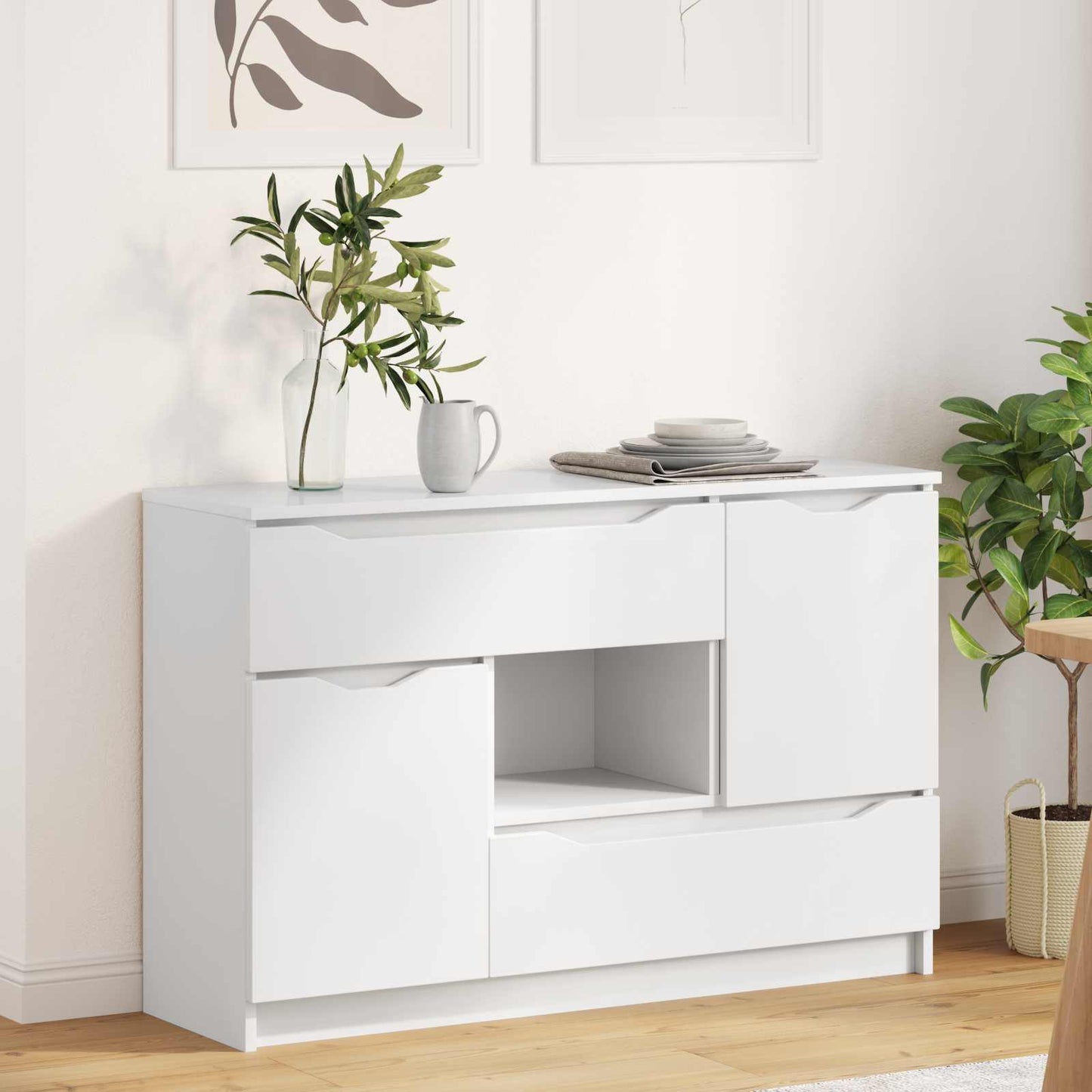 Sideboard with Drawer White 100 x 30 x 65.6 Engineered Wood