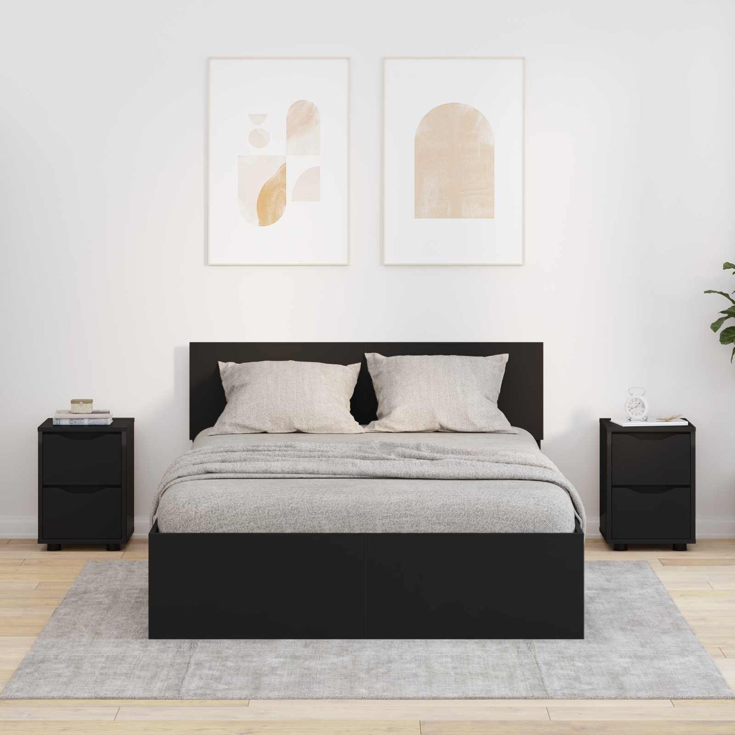 Bedside Tables 2 pcs Black 30.5 x 30 x 43 cm Engineered Wood