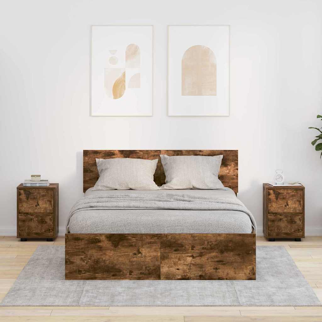 Bedside Tables with Drawer 2 pcs Smoked Oak 30.5 x 30 x 43 cm