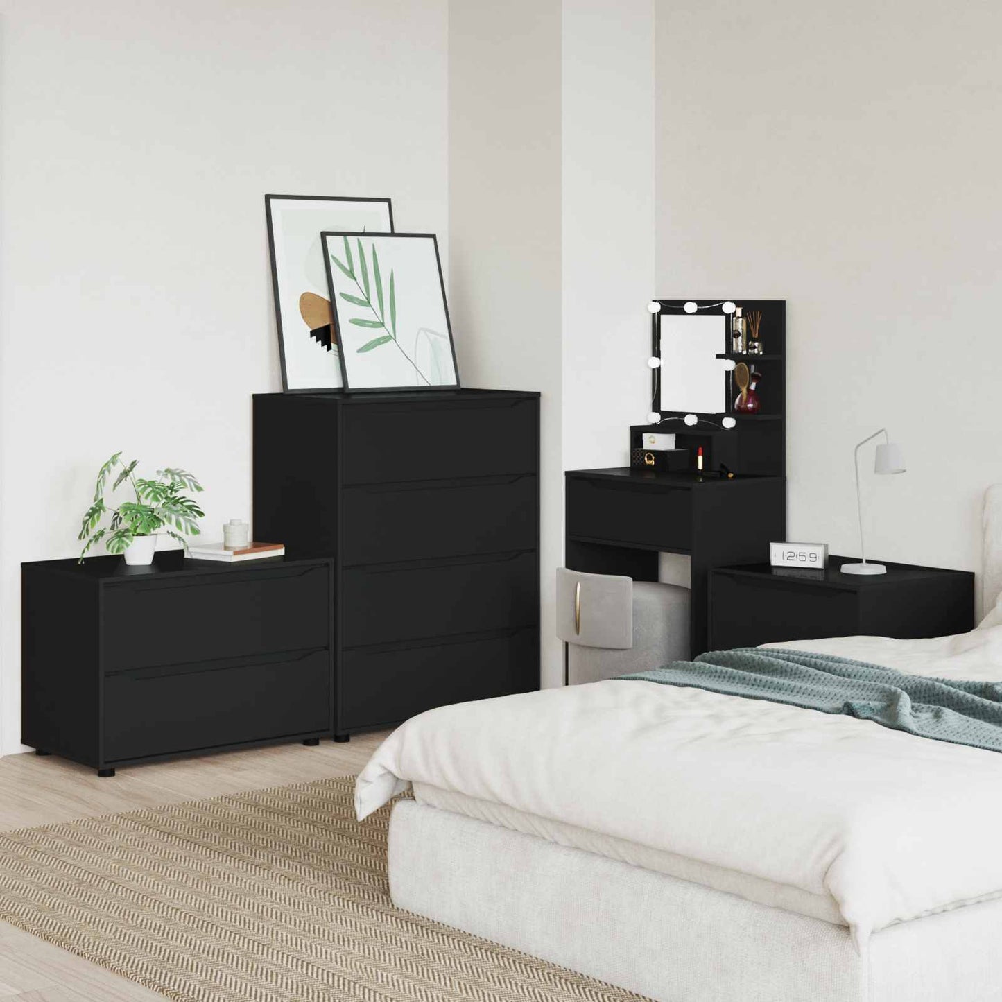 Storage Cabinet 80 x 48 x 57 cm Engineered Wood Black