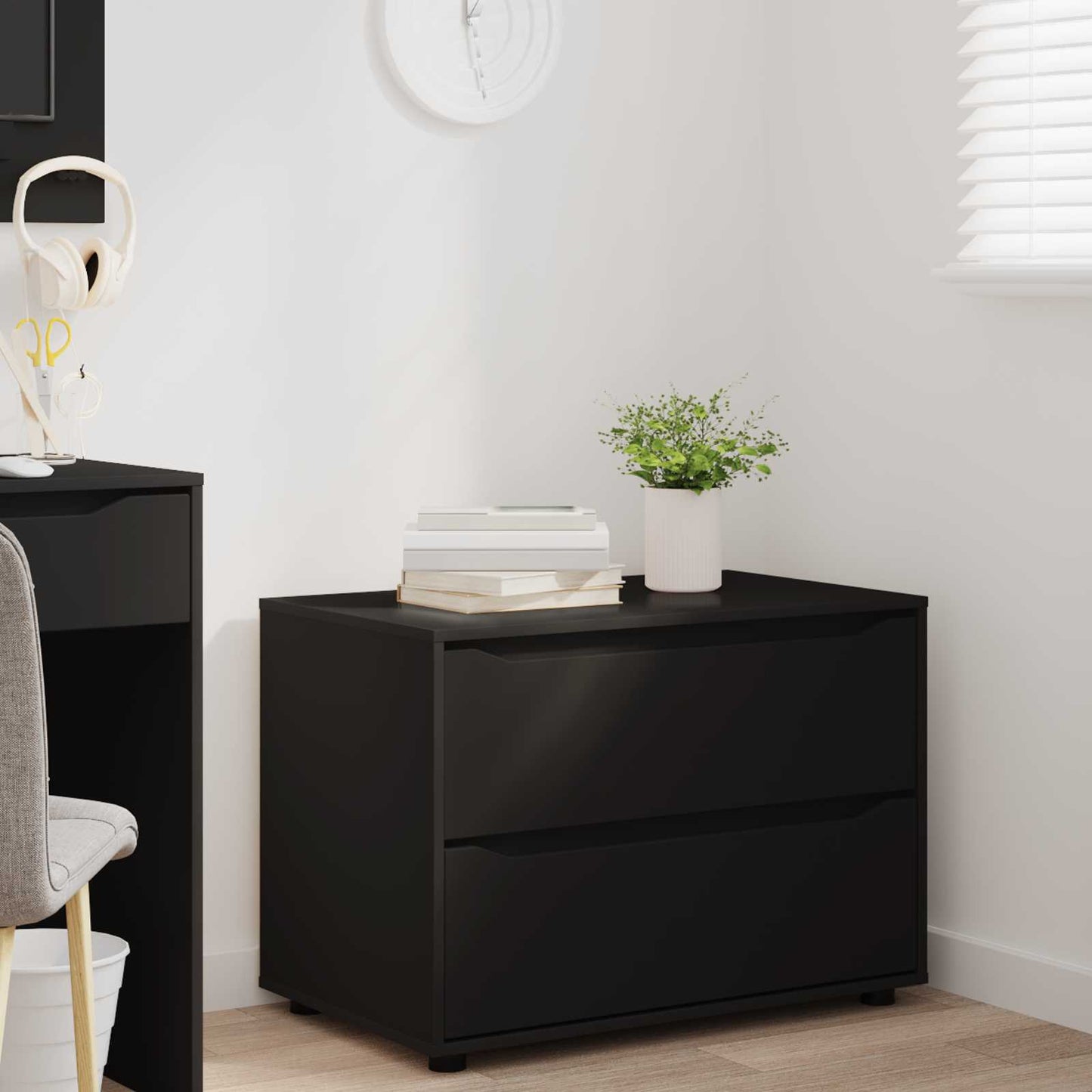 Storage Cabinet 80 x 48 x 57 cm Engineered Wood Black