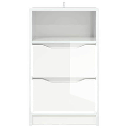 Bedside Table High Gloss White 40 x 30 x 467 cm Engineered Wood