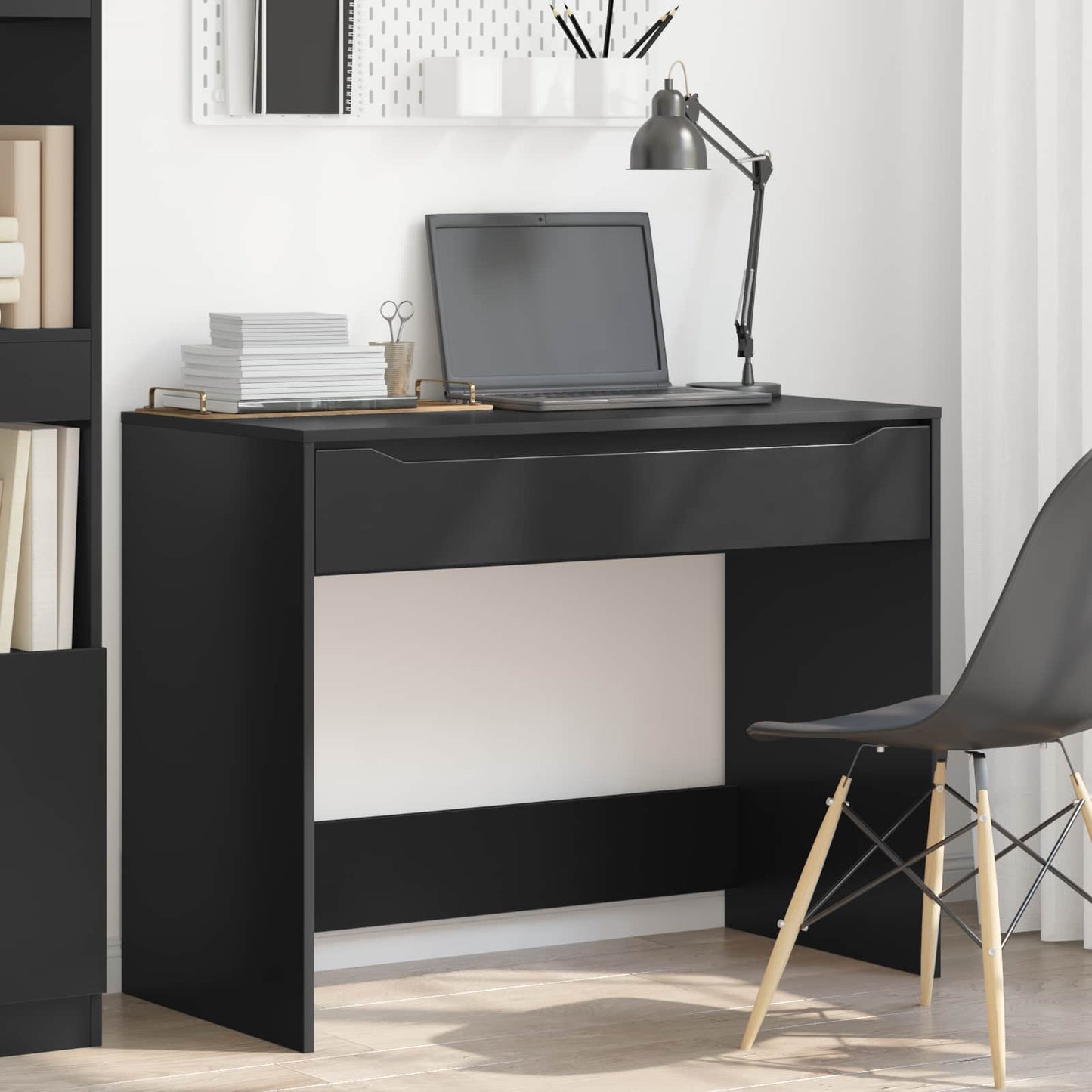Desk with Drawer Black 100 x 50 x 78 cm Engineered Wood