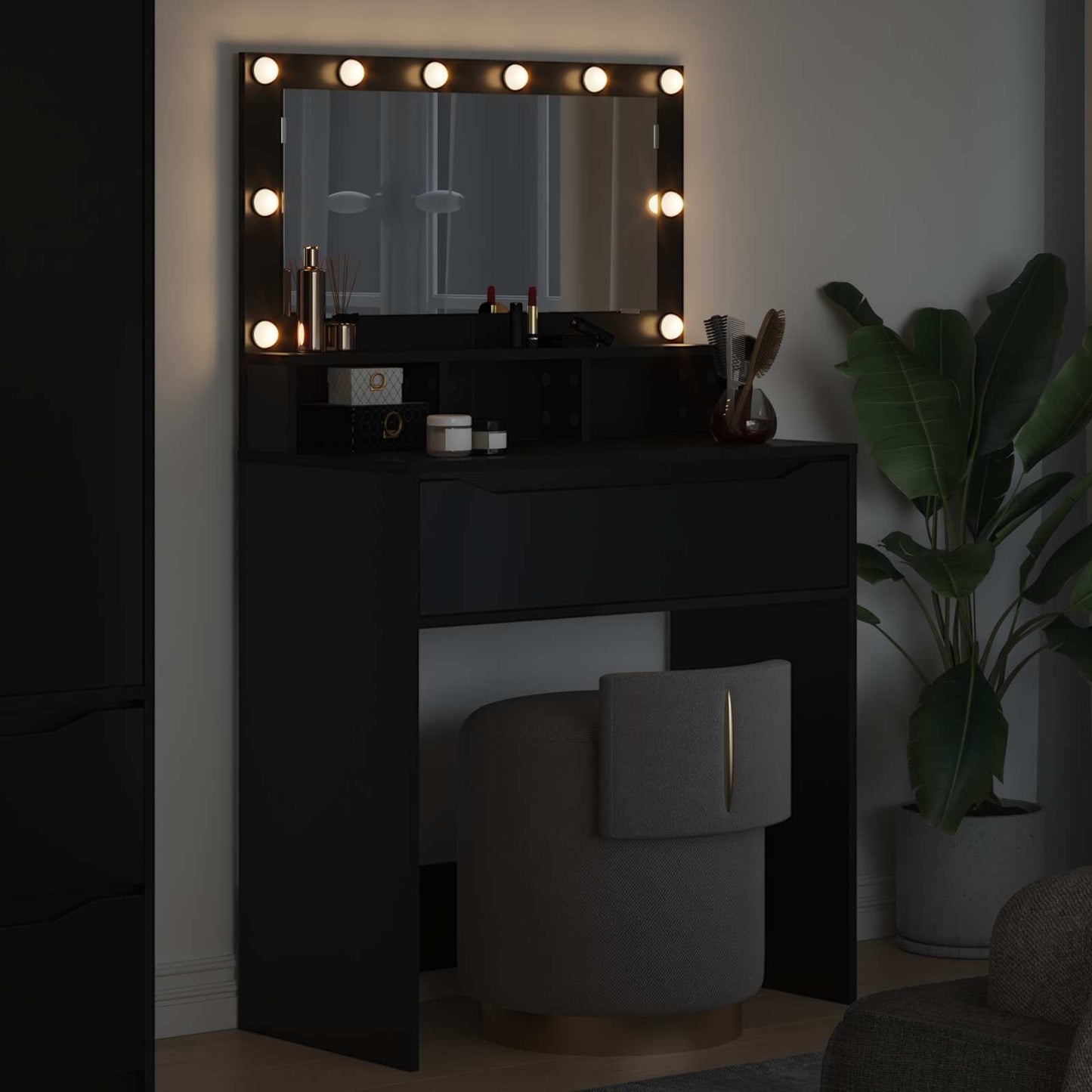 Bedroom Dressing Tables Black 80 x 39.6 x 135 cm